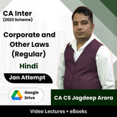 CA Inter (2023 Scheme) Corporate and Other Laws (Regular) Video Lectures by CA CS Jagdeep Arora Jan Attempt (Google Drive + eBooks)